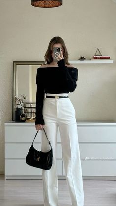 Elegant Woman Outfit Old Money Idea 🎀 #elegant #rich #ootd #outfit #oldmoney Smart Causal Outfits Women For Dinner, Autumn Birthday Outfit, Elegant Woman Outfit, Louvre Outfit, Old Money Wardrobe, Sabrina Top, Outfit Old Money, Pumps Outfit