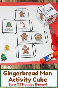 a gingerbread man activity cube for christmas