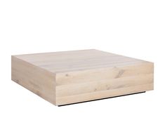 a wooden box sitting on top of a white surface with no one around it,