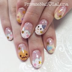 #Nailbook|ネイルデザインを探すならネイル数No.1のネイルブック Fun Halloween Nails, Halloween Nail Art Easy, Kawaii Nail Art, Kutek Disney, Halloween Nails Easy, Unghie Nail Art, Halloween Nail Designs