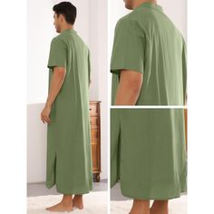 The short sleeves nightgown are of solid color design, making your outfit simple yet comfortable. The short sleeves loose fit nightwear can provide you comfort while wearing at home or other daily occasions. The loose sleepshirts are great for your free time, such as dinner parties, pajamas party, sleeping, weekends. Casual Solid Color Short Sleeve Sleepwear, Comfortable Green Short Sleeve Sleepwear, Comfortable Green Sleepwear With Short Sleeves, Comfortable Cotton Nightgown With Short Sleeves, Green Short Sleeve Summer Nightgown, Cotton Short Sleeve Nightgown For Loungewear, Short Sleeve Cotton Nightgown For Loungewear, Casual Short Sleeve Nightgown, Solid Summer Sleepwear For Home