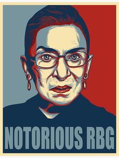 an image of a woman with glasses and the words, notrious r b g