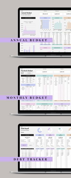 three laptops with different spreads displayed on them and the text, how to make a budget statement?