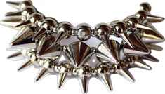 Spiked Choker For Concerts, Concert Choker With Spikes, Spiked Choker For Concert, Punk Style Gold Metal Bracelet, Punk Style Bangle Bracelets As Gifts, Gold Punk Style Metal Bracelet, Punk Style Bangle Bracelets For Gifts, Rocker Style Festival Choker Jewelry, Punk Style Nickel-free Jewelry