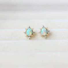 Vintage Opal Stud Earrings Earrings Packaging, Opal Stud Earrings, Starburst Earrings, Minimalist Earrings Studs, Minimalist Studs, Opal Earrings Stud, Earring Gift, Opal Studs, Tiny Stud Earrings