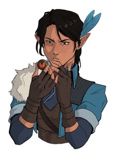 an avatar is holding a small object in his hands