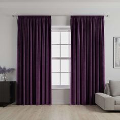 McAlister Textiles Matt Aubergine Purple Velvet Curtains Tailored Curtains Purple Curtains Living Room, Purple Velvet Curtains, Traditional Cushions, Purple Curtains, Geometric Curtains, Door Coverings, Long Drapes, Velvet Drapes, Plain Cushions