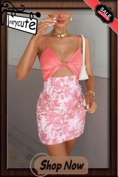 Sexy Floral Print Two-piece Suit Camis&hip Skirt Chic Fitted Two-piece Mini Skirt, Trendy Fitted Two-piece Mini Skirt, Summer Two-piece Mini Skirt For Night Out, Two-piece Mini Skirt For Summer Night Out, Fitted Pink Mini Skirt For Party Season, Flirty Fitted Mini Skirt For Party Season, Pink Fitted Mini Skirt For Party Season, Flirty Mini Skirt For Spring Clubbing, Flirty Spring Mini Skirt For Club