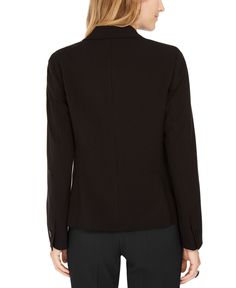 A simple, classic blazer from Anne Klein works with everything in your closet. This two-button style is appropriate for day or night. Versatile Black Business Casual Blazer, Versatile Black Blazer For Business Casual, Versatile Black Fitted Blazer, Black Fitted Versatile Blazer, Black Stretch Blazer For Work, Stretch Black Blazer For Work, Fitted Black Blazer, Button Style, Plus Size Designers