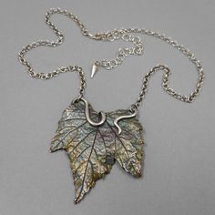 Unique Leaf-shaped Jewelry For Jewelry Making, Unique Handmade Leaf-shaped Necklace, Unique Handmade Leaf Necklace, Handmade Leaf Necklace, Rustic Vineyard Wedding, Wine Vine, Eco Friendly Necklace, Grape Leaf, Real Leaves