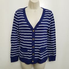 Lauren Ralph Lauren Womens Cardigan Small Blue Striped Button Up V Neck L/S Comfortable and Casual Style from Lauren by Ralph Lauren. In good condition. Please see photos for details. Pit to Pit: 19" Sleeve: 22" Length: 23" Brand: Lauren Ralph Lauren Size Type: Regular Size: S Size Type: Regular Style: Cardigan Color: Brown Type: Sweater Department: Women Material: Cotton Neckline: V-Neck Sleeve Length: Long Sleeve Pattern: Striped Blue Cotton Button-up Cardigan, Blue Cotton Cardigan With Buttons, Blue Button-up Cardigan, Blue Cotton Sweater With Button Closure, Ralph Lauren Women, Lauren By Ralph Lauren, Sleeve Pattern, Style Cardigan, Cardigan Pattern