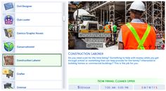 the construction worker's job description page is displayed in this screenshoter image