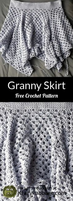 a crocheted skirt is shown with the words granny's skirt written on it