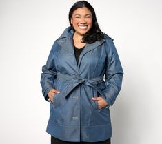 The temps are rising but you still need a fashionable topper to battle those cool breezes. This trench coat is a must-have for any stylish occasion, while the hood is detachable for your convenience. From Isaac Mizrahi Live!TM. Spring Outerwear With Adjustable Hood For Rainy Weather, Hooded Spring Travel Outerwear, Spring Outerwear For Rainy Weather With Double-lined Hood, Spring Rain Outerwear With Double-lined Hood, Spring Raincoat With Double-lined Hood, Spring Travel Outerwear With Detachable Hood, Spring Long Coat With Double-lined Hood, Blue Trench Coat, Isaac Mizrahi