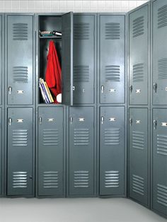 the lockers are empty and ready for someone to put their belongings in them,