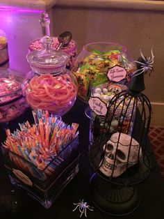 an assortment of candy and candies on a table