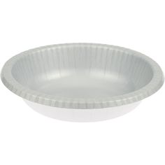 a white plastic bowl with pleated edges on the bottom and sides, sitting in front of a white background