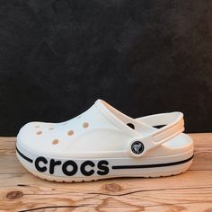 Brand New Crocs Bayaband Clog White/Navy Men’s Size 6 / Women’s Size 8 Men’s Size 8 / Women’s Size 10 Men’s Size 9 / Women’s Size 11 E.5 White Closed Toe Sporty Clogs, Sporty White Closed Toe Clogs, Crocs Platform Clog, Orange Crocs, Tan Brown Shoes, Crocs Platform, Red Crocs, Dream Photos, Crocs Baya