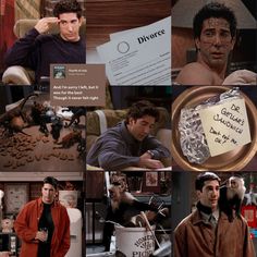 the collage shows many different scenes from tv, including one with a note on it