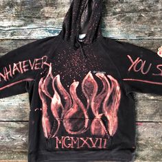 Custom made bleach dye hooded Columbia sweatshirt. The tag says XXL but I believe it is free size ranging from S-XL depending on how you want to wear the item. Columbia Sweatshirt, Bleach Dye, Acid Wash, Minneapolis, Free Size, Sweater Outfits, Columbia, Bleach, Custom Made