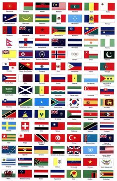 the world's flags are shown in different colors