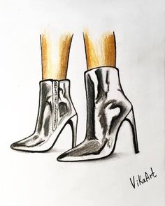 a drawing of two high heeled shoes