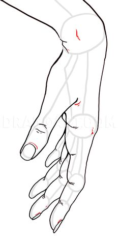 a drawing of a hand with red dots on the wrist and thumbnails showing