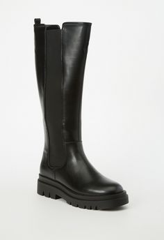 Material: Faux-Leather Outside Heel Height: 2" Closure: Functional Inside Zipper Shaft Height: 14.75" Shoes For Winter, Knee High Black Boots, Fall Nyc, High Black Boots, Black Flat Boots, Wide Width Boots, Fashion Shoes Boots, Competition Costumes