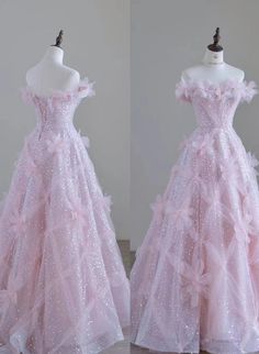 Beautiful Pink Dresses Princesses, Beautiful Pink Dress, Unique Pink Prom Dresses, High Feeling, Long Party Dresses, Fairy Prom Dress, Prom Dress Long, Pink Fairy, Note Box