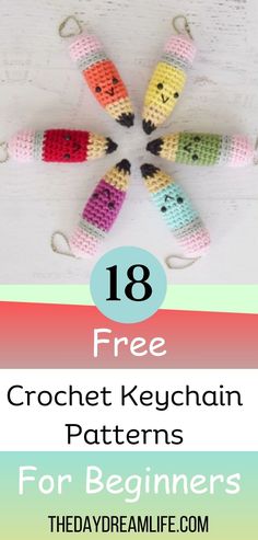 Enjoy these 18 free crochet keychain patterns, great for beginners! Easy Crochet Keychain, Free Crochet Keychain, Crochet Keychain Patterns, Free Crochet Patterns For Beginners, Anchor Crafts, Keychain Patterns, Crochet Keychains, Quick Crochet Projects