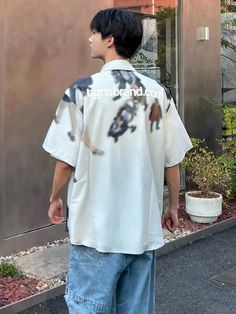 Wiaofellas - Japanese Style Summer Ice Silk Cool Shirt Men's Short sleeve Instagram Graffiti Print Shirt Loose American Trendy Pi Shuai Tops Item Information ◆M Suitable for 45-55KG people wear ◆L Suitable for 55-62KG people wear ◆XL Suitable for 62-72KG people wear ◆XXL Suitable for 72-80 KG people wear ◆Size Issue: All measurement in cm and please note 1cm=0.39inch,1 inch=2.54cm, due to the manual measurement, please allow 1-3cm difference. ◆The Size is ASIAN Size. It is 1～2 sizes smaller than White Casual Shirt With Casual Collar, White Relaxed Fit Collared Camp Shirt, White Casual Collar Cotton Shirt, White Cotton Shirt With Casual Collar, White Casual Short Sleeve Shirt, White Casual Half Sleeve Shirt, Casual White Half Sleeve Shirt, White Printed Shirt With Camp Collar, White Printed Short Sleeve Shirt With Camp Collar