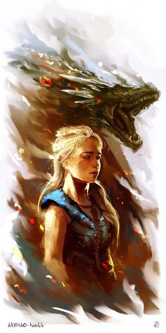 a painting of a woman with a dragon on her head and the words,'game of thrones '