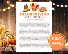 thanksgiving let's right game the great turkey trot - instant digital printable