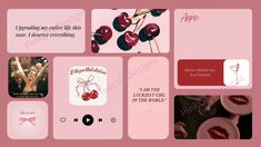 an image of a website page with pictures and words on it, including cherries