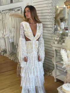 Boho Bridal Shower Dress, Hawaii Wedding Dress, Fringe Wedding Dress, Greek Goddess Dress, Wing Sleeves, Western Wedding Dresses, Embroidered Wedding Dress, Bridal Bachelorette Party, Bachelorette Party Outfit