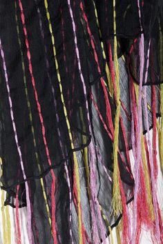 Our one of a kind stylish silk scarf with colorful threading and tassels. Perfect for elevating your favorite evening little black dress. Material: 100% Silk Size : 23" x 71" Multicolor Fringed Scarves For Festivals, Multicolor Fringe Scarves For Festival, Festival Multicolor Scarves With Fringe, Multicolor Fringe Scarf One Size, Multicolor Fringed Scarves One Size, Multicolor Fringe Scarves One Size, Spring Multicolor Tassel Shawl, Multicolor Fringe Shawl For Spring, Spring Multicolor Fringe Shawl