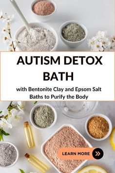 Try this autism detox bath using Bentonite Clay and Epsom Salt to purify your body. This natural remedy can help reduce inflammation, and pain, and pull toxins from the body. For best results, take two to three baths per week using one cup of Bentonite Clay in warm water. Detoxify and rejuvenate your body today! #AutismDetoxBath #BentoniteClay #EpsomSalt #PurifyYourBody