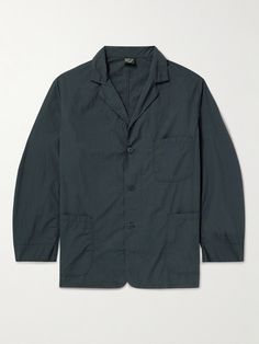 OrSlow's designs are informed by timeless style. Tailored in Japan, this workwear-inspired blazer is cut from crisp cotton in a relaxed, unstructured shape that looks perfect layered over a tee. Blazer For Men, Cotton Blazer, Blazers For Men, Formal Shirts, Suede Jacket, Mr Porter, Formal Wear, Timeless Style, Down Jacket