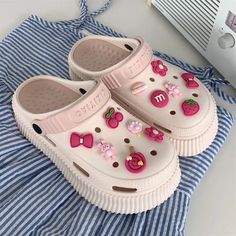 LBSFY - Thick EVA Hole Shoes Women's Summer Solid Cute Candy DIY Accessories Sandals Outside Wear Beach Women Slippers Summer Sandals size: 36-37-------The sole length is 23.5cm, suitable for foot length 21.5-22.5cm 38-39-------The sole length is 24.5cm, suitable for foot length 22.5-23.5cm 40-41-------The sole length is 25.5cm, suitable for foot length 23.5-24.5cm **Please choose the appropriate size according to your foot length, manual measurement, please allow 0-0.5cm error **If your feet ar Cute Slip-on Summer Clogs, Cute Summer Slip-on Clogs, Cute Non-slip Summer Clogs, Pink Eva Sandals For Vacation, Cute Clogs For Spring, Cute Summer Clogs With Round Toe, Casual Pink Slip-on Jelly Sandals, Cute Slip-on Eva Sandals, Cute Eva Open Toe Sandals