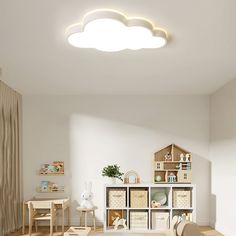 a child's play room with toys and furniture