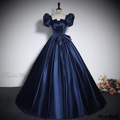 Olivia Mark - Elegant Adult Evening Vocal Solo Performance Gown with Satin Finish and Full Skirt Dresses Square Neckline, Blue Satin Prom Dress, Satin Prom Dresses, Silk Evening Dress, Satin Evening Gown, Satin Ball Gown, Prom 2024, Floor Length Prom Dresses, Satin Evening Dresses