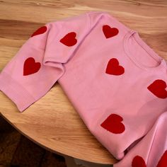 Cute & Cozy Embroidered Hearts Oversized Cute Pullover Sweater. one-size fits all design. One size only Oversized fit Embroidered Hearts, Modern Accessories, Sweater Cute, Heart Sweater, Embroidered Heart, Autumn Sales, Sweater Sale, All Design, Oversized Fits