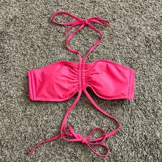 Shade And Shirt Bikini Top From Target. Size L. Ties Around Neck And Waist. Brand New So Cute Spring Halter Neck Top For Pool, Halter Neck Top For Spring Pool Party, Pink Bandeau Halter Top For Pool, Pink Bandeau Top For The Beach, Summer Bandeau Top For Pool, Summer Bandeau Pool Tops, Beach Bandeau Top, Bandeau Beach Tops, Stretch Bandeau Top For Poolside