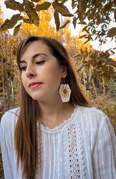 Big Sun Earrings, Bohemian Bead Earrings, Sun Bead Earrings - Etsy Nickel-free White Bohemian Chandelier Earrings, White Bohemian Nickel-free Chandelier Earrings, Bohemian White Nickel-free Chandelier Earrings, White Chandelier Earrings For Festival, Bohemian Drop Earrings In Natural Color, Nickel Free White Bohemian Earrings, Nickel-free White Bohemian Earrings, Bohemian Nickel-free White Earrings, Unique White Festival Earrings