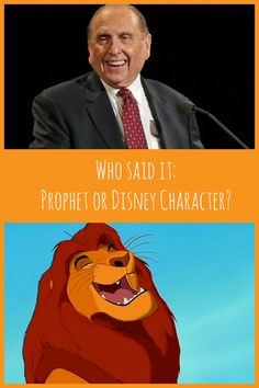 the lion king is smiling with his face in front of him and an orange background that says, who said it? propet or d's disney character?