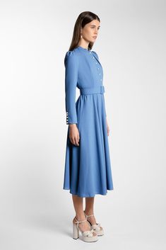 Cornflower Dress, Small Sewing Space, Wool Crepe, Dress 16, Crepe Dress, Classic Looks, Classy Outfits, Midi Length