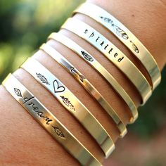 Personalized Cuff Custom Brass Cuff Copper Cuff by LittleGreenRoom Personalized Cuff Bracelets, Feather Cuff, Jewelry Gift Guide, New Bracelet, Brass Cuff, Copper Cuff, Gold Bracelets, Engraved Bracelet