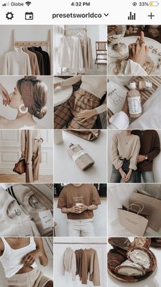 a collage of photos showing different types of clothes and accessories, including sweaters