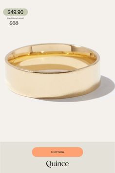 Think bold style meets minimalist design. It’s the perfect ring for styling solo or stacked. Handcrafted in vermeil, thick 18k gold layered solid sterling silver.  | Quince | Women's Wide Band in Gold Vermeil, Size 5 Silver Quince, Rings In Gold, Bold Style, Wide Band Rings, Wide Bands, Perfect Ring, Bold Fashion, Quince, Gold Vermeil