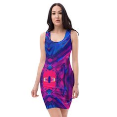 RMC "Sublimation Swirl" Dress Make a statement and look fabulous in this colorful fitted dress. Blue Fitted Dress With Abstract Print, Sleeveless Fitted Dress With Abstract Print, Fitted Sleeveless Mini Dress With Vibrant Print, Pink Fitted Mini Dress With Vibrant Print, Fitted Multicolor Mini Dress With Vibrant Print, Fitted Multicolor Vibrant Midi Dress, Fitted Vibrant Multicolor Midi Dress, Vibrant Fitted Multicolor Midi Dress, Fitted Vibrant Print Midi Dress